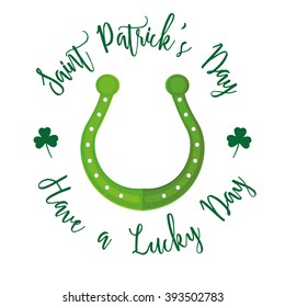 Isolated horseshoe and text on a white background for patrick's day