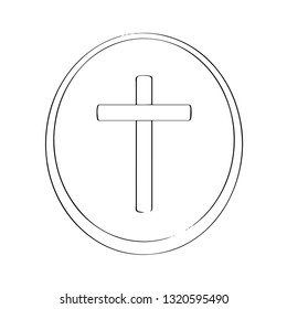 Isolated host outline. Holy week. Vector illustration design
