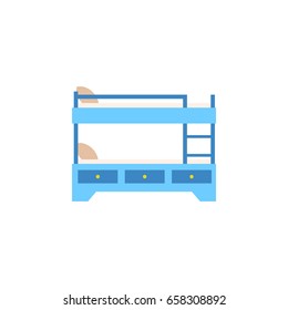 Isolated Hostel Flat Icon. Bunk Bed Vector Element Can Be Used For Hostel, Bunk, Bed Design Concept.