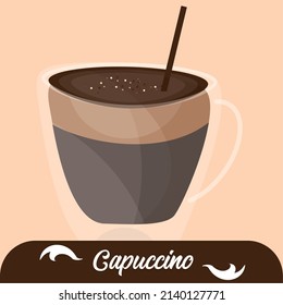 Isolated hot capuccino coffee drink Vector