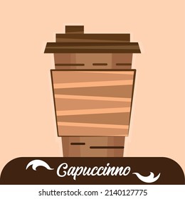 Isolated hot capuccino coffee drink Vector