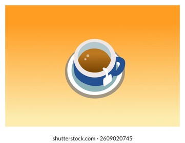 Isolated hot coffee on a top view point 