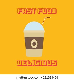 an isolated hot coffee on a yellow background with text