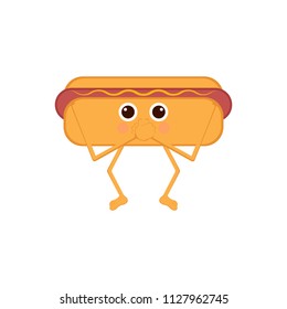 Isolated hot dog emote with hands on mouth