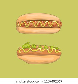 Isolated hot dog hand-drawn