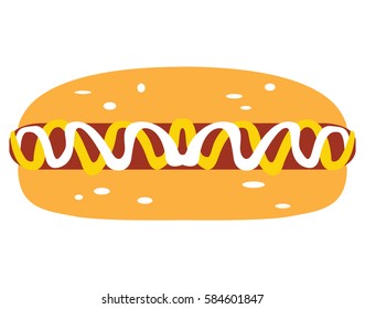 Isolated hot dog icon on a white background, Vector illustration