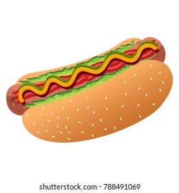 Isolated hot dog icon on a white background, vector illustration