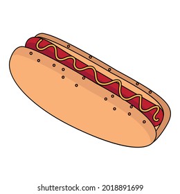 Isolated hot dog with sausage and sauce Vector