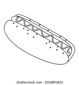 Isolated hot dog with sausage and sauce Vector