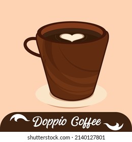Isolated hot doppio coffee drink Vector