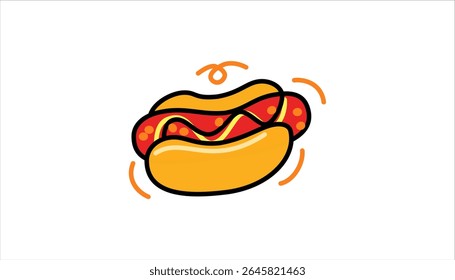 Isolated hotdog design with red sausage and mayonnaise sauce with white background