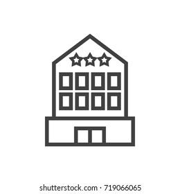Isolated Hotel Outline Symbol On Clean Background. Vector Building   Element In Trendy Style.