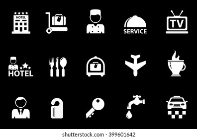 isolated hotel white objects on black background