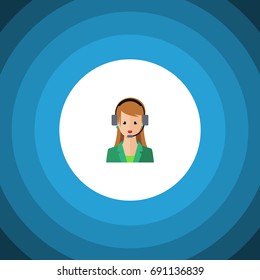 Isolated Hotline Flat Icon. Secretary Vector Element Can Be Used For Secretary, Hotline, Human Design Concept.