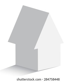 Isolated house or arrow icon on white background for any type of design workflow. Text holder, presentation, template and layout