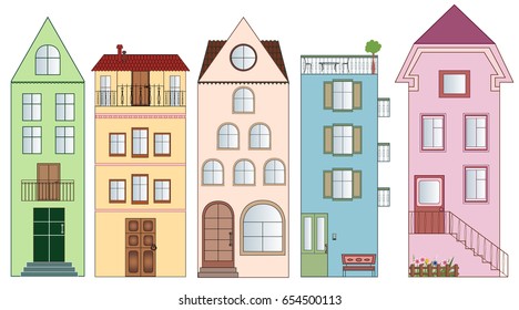 isolated, house, building, door, window,  balcony, stairs, shutters