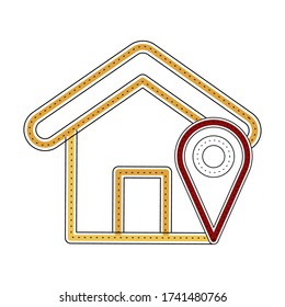 Isolated house icon with a map pin - Vector