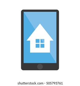 Isolated house inside smartphone design