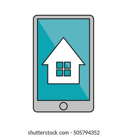 Isolated house inside smartphone design