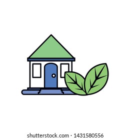 Isolated house with leaves design