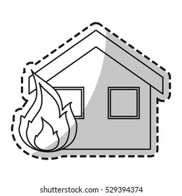 Isolated House on fire design