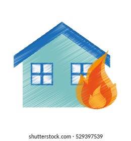 Isolated house on fire design