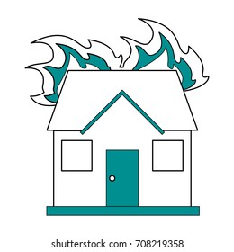 Isolated house on fire design