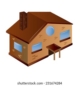 an isolated house on a white background