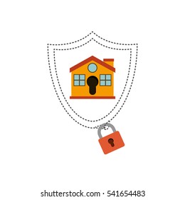Isolated house and padlock design
