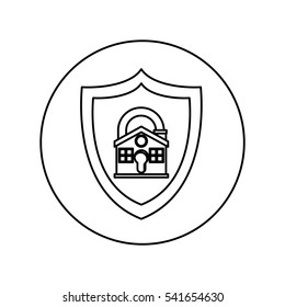 Isolated house and padlock design