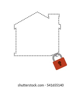 Isolated house and padlock design