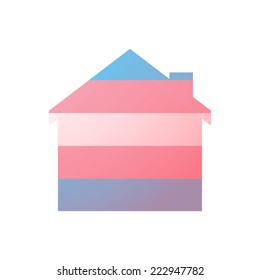  Isolated house with a transgender pride flag