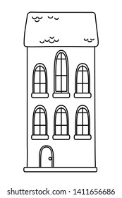 Isolated house with windows design
