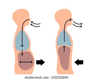 aislado del cuerpo humano cuando se respira y se respira en el estilo vectorial plano.