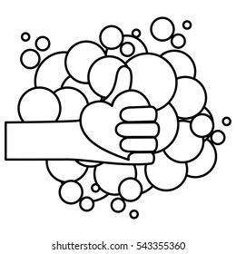 Isolated human hand holding heart design