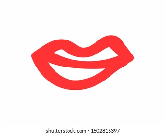Isolated human lips drawn by hand. Doodle, sketch. Icon, logo, symbol. Vector illustration.