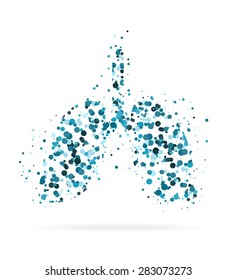 isolated human lungs in the form of friable circles in blue. logo or icon. Vector Illustration