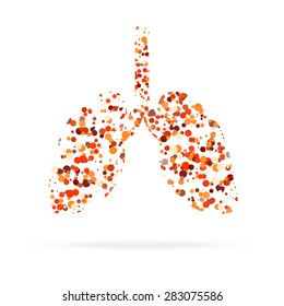 isolated human lungs in the form of friable circles in blue. logo or icon. Vector Illustration