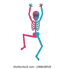 Isolated human skeleton cartoon jumping image - Vector