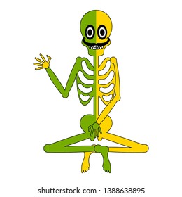 Isolated human skeleton cartoon sitting image - Vector