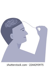 Isolated of human is understanding and managing his stress or depress, mental health concept. flat vector illustration.	