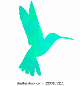 isolated hummingbird illustration, color triangles drawing, white background