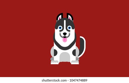 Isolated husky dog icon in modern flat style, with simple geometric shapes only
