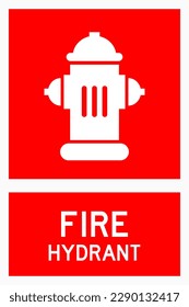 isolated hydrant, fire safety symbols on red rectangle board notification sign for pictograms, icon, label, logo or package industry etc. flat style vector design.