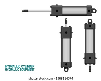 Isolated Hydraulic cylinder on white background.This hydraulic equipment is used for transform hydraulic power to be the mechanical power
