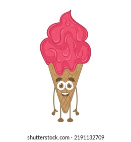 Isolated ice cream cone cartoon kawaii Vector