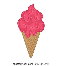 Isolated ice cream cone Sweet dessert Vector