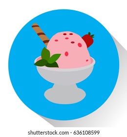 Isolated ice cream on a colored button, Vector illustration