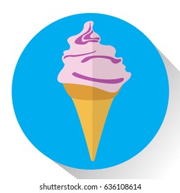 Isolated ice cream on a colored button, Vector illustration