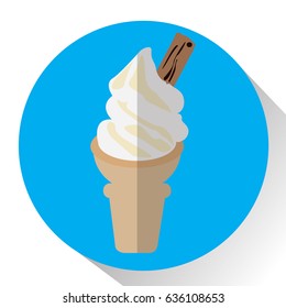 Isolated ice cream on a colored button, Vector illustration